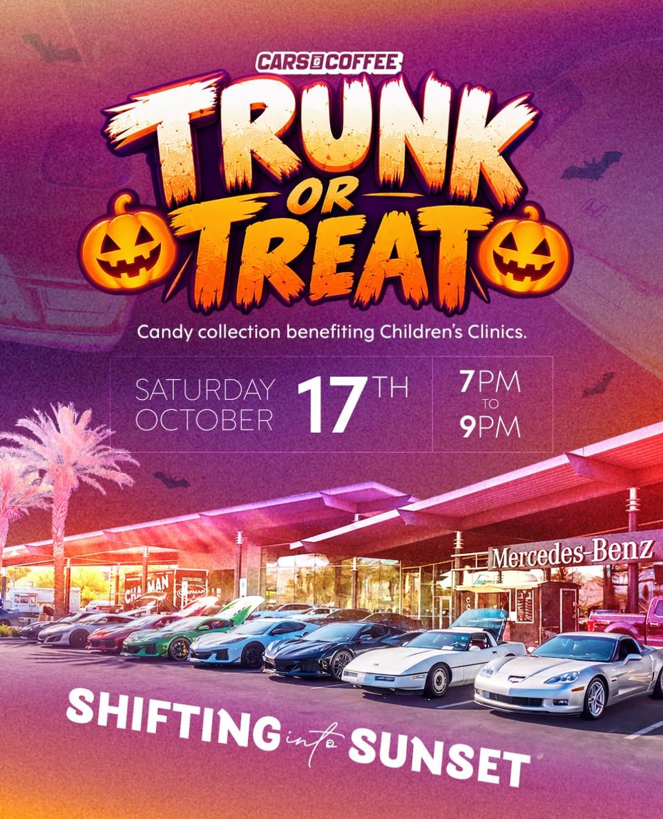 Flyer for Cars & Coffee Trunk or Treat - Mercedes-Benz of Tucson