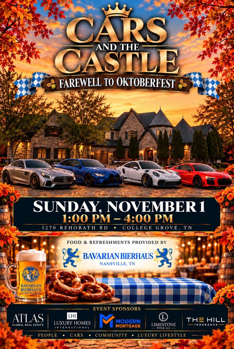Flyer for Cars and the Castle - College Grove