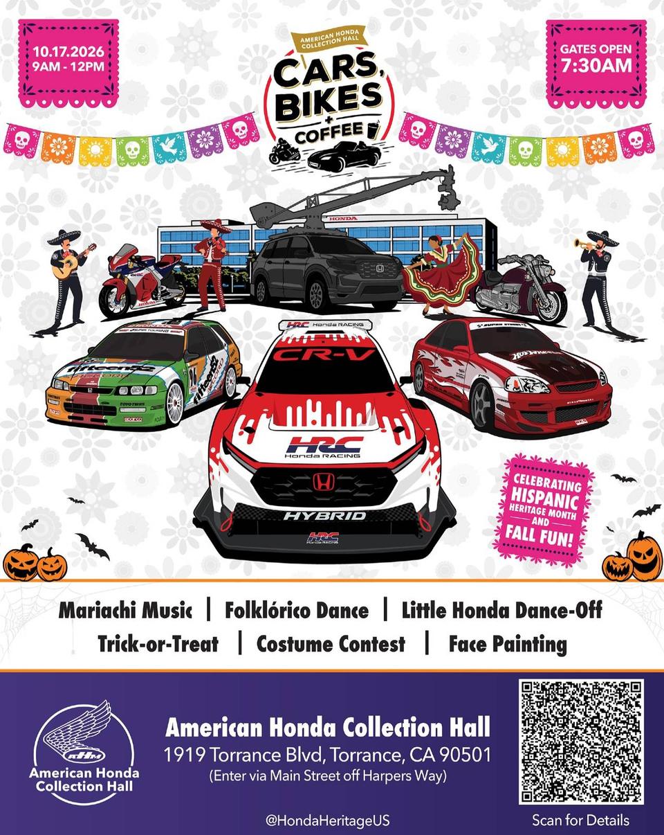 Flyer for Acura/Honda Cars, Bikes & Coffee - American Honda Collection Hall