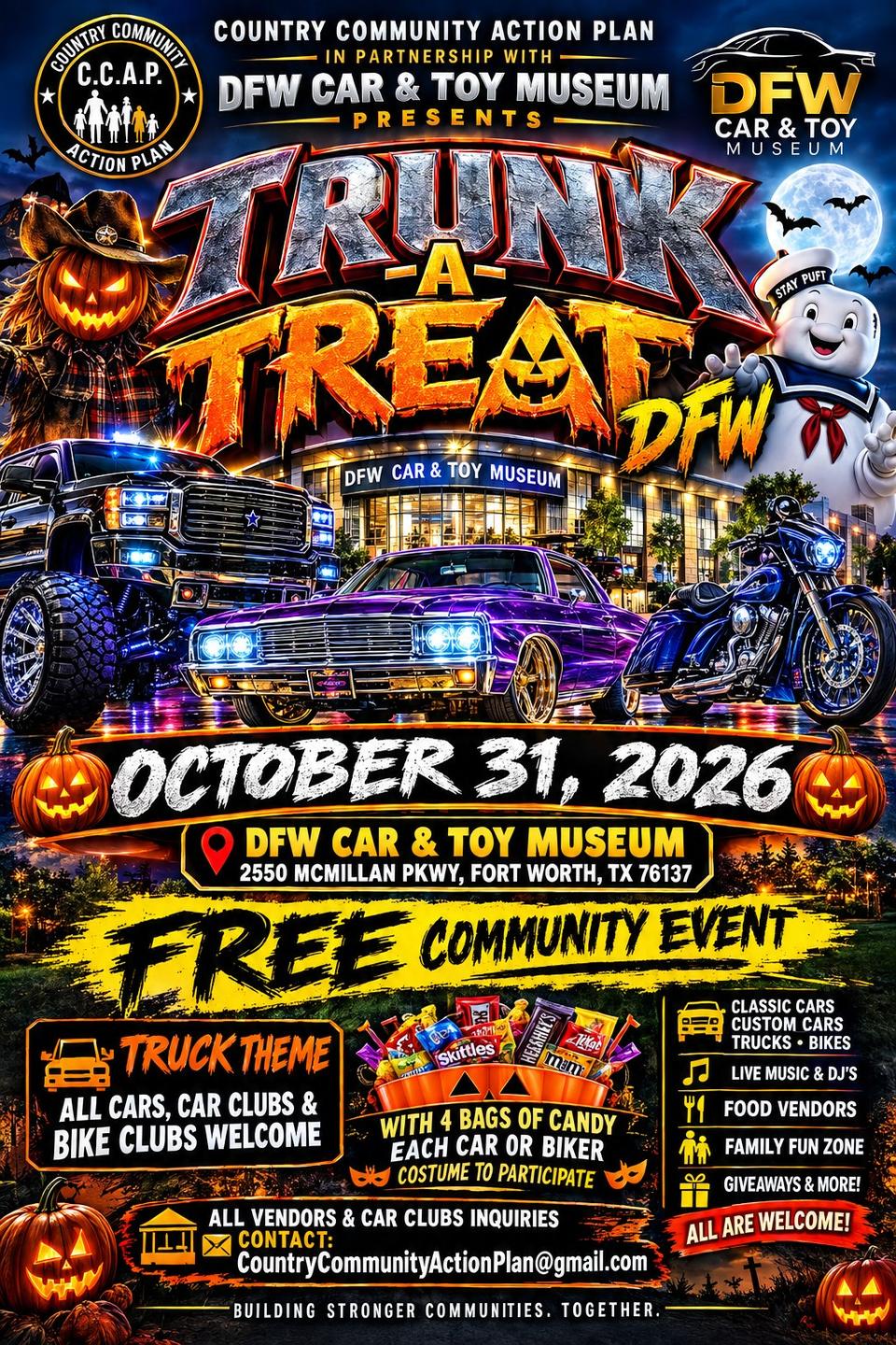 Flyer for Truck a Treat Candy an Cars - DFW Car & Toy Museum