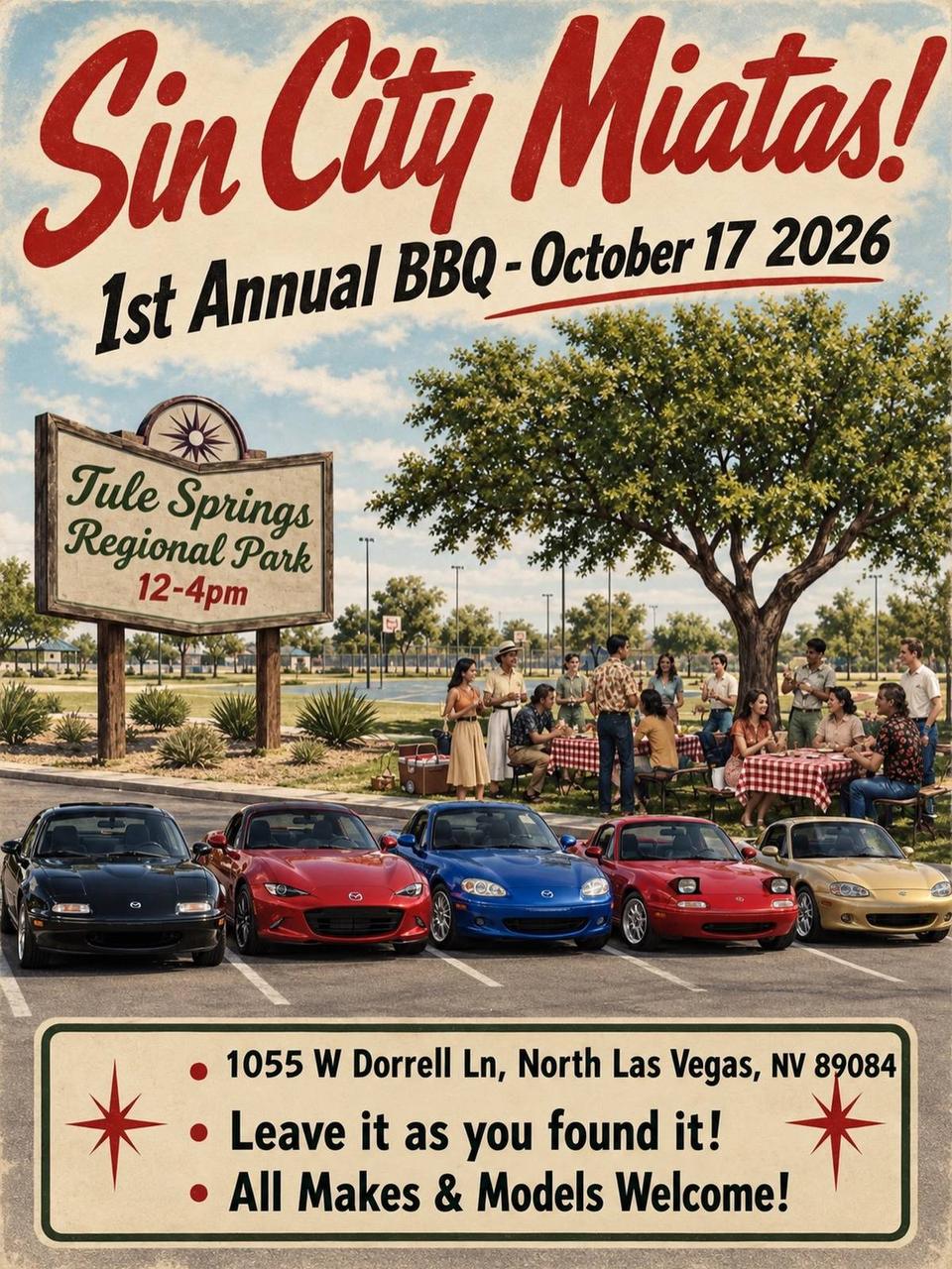 Flyer for Sin City Miatas 1st Annual BBQ
