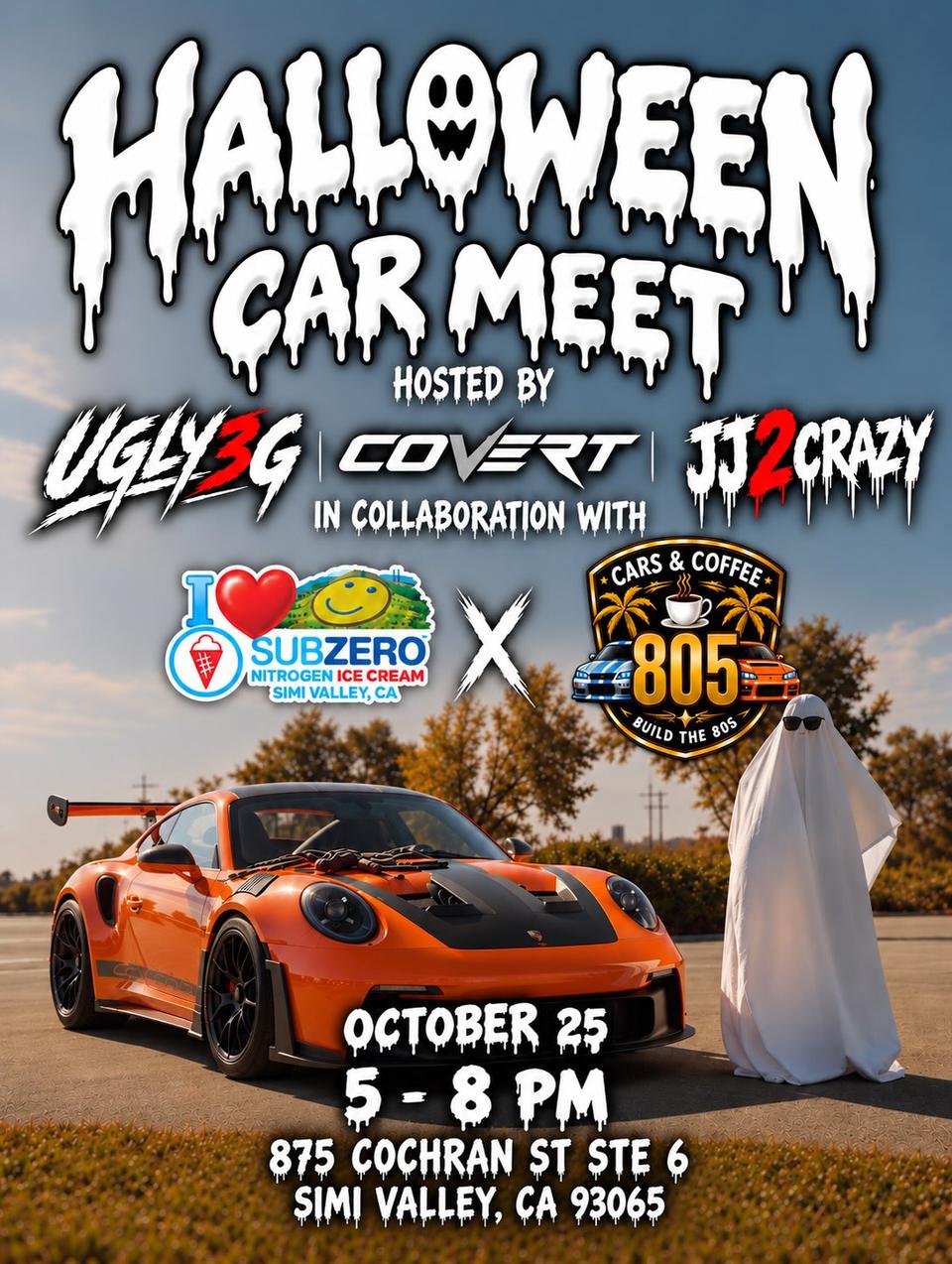 Flyer for Halloween Car Meet - Covert x Ugly3G x JJ2Crazy, Simi Valley