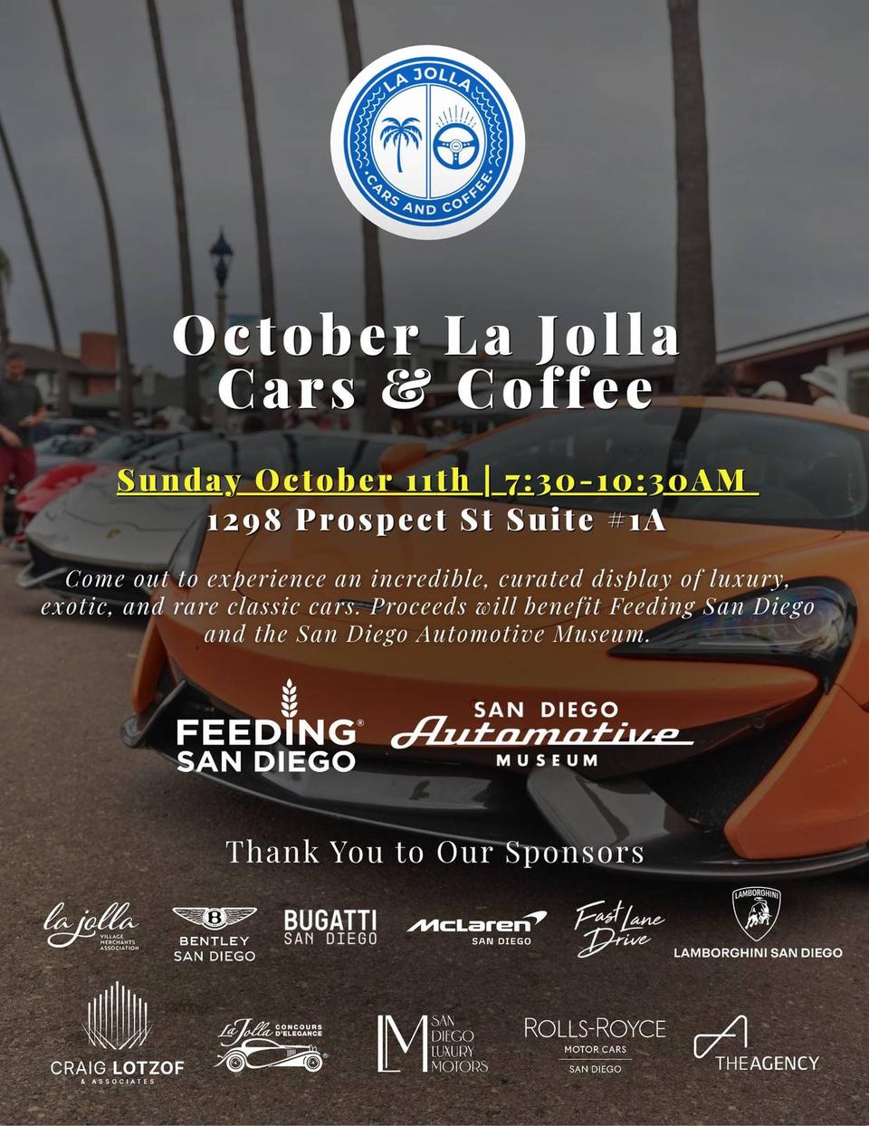 Flyer for La Jolla Cars & Coffee - October