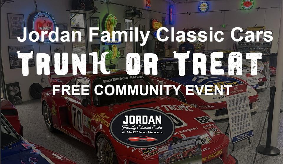 Flyer for Jordan Family Classic Cars Trunk or Treat - Santa Ana