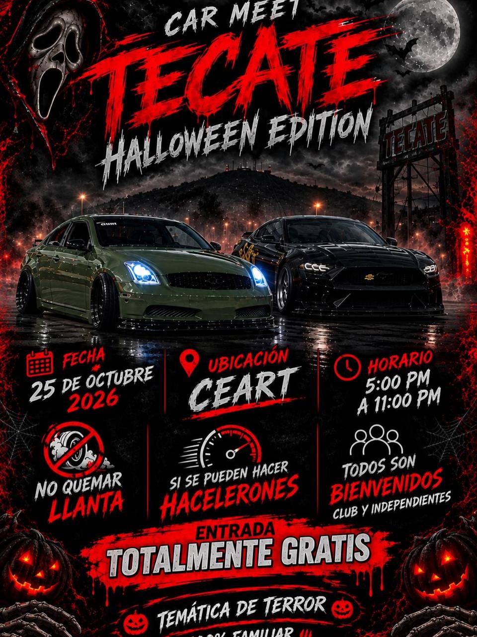Flyer for Car Meet Tecate - Halloween Edition