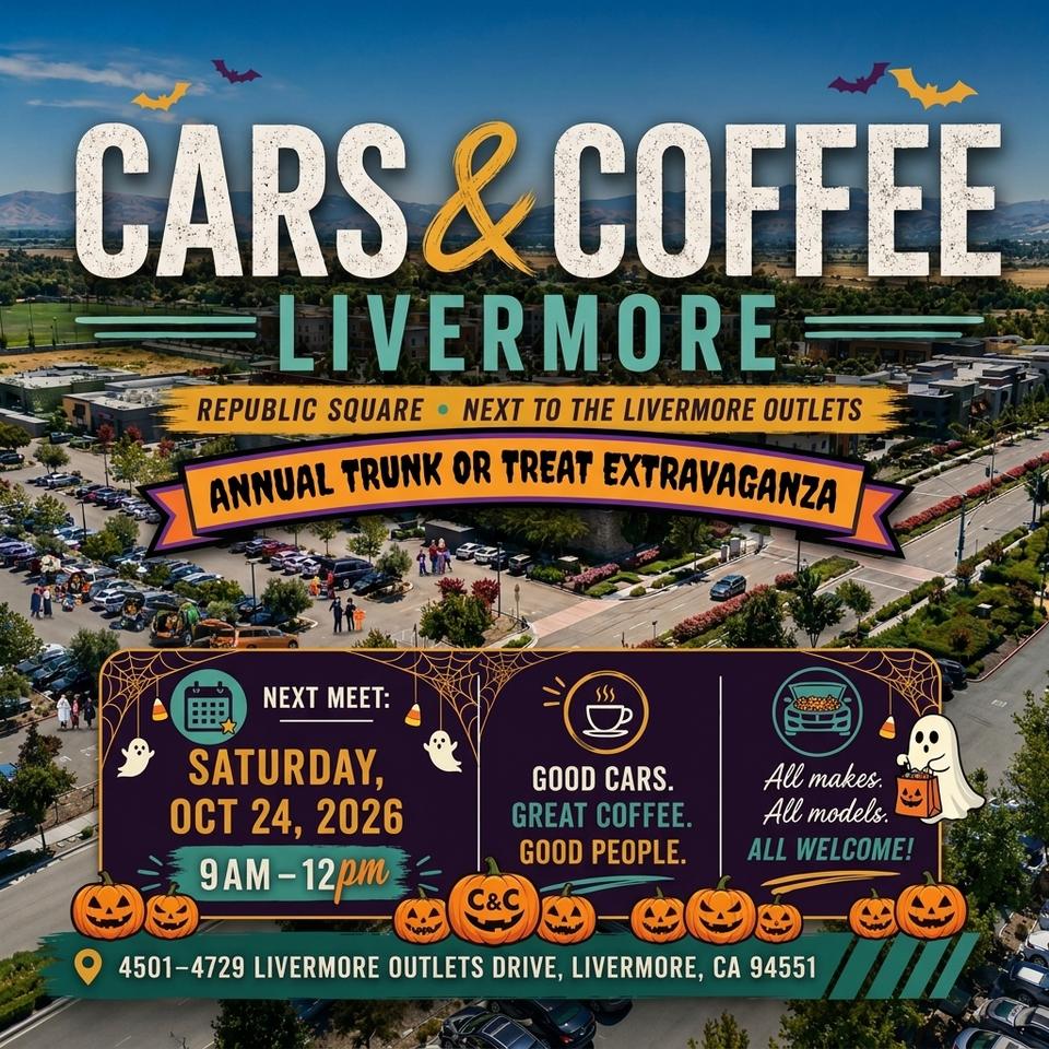 Flyer for Cars & Coffee Livermore - Trunk or Treat