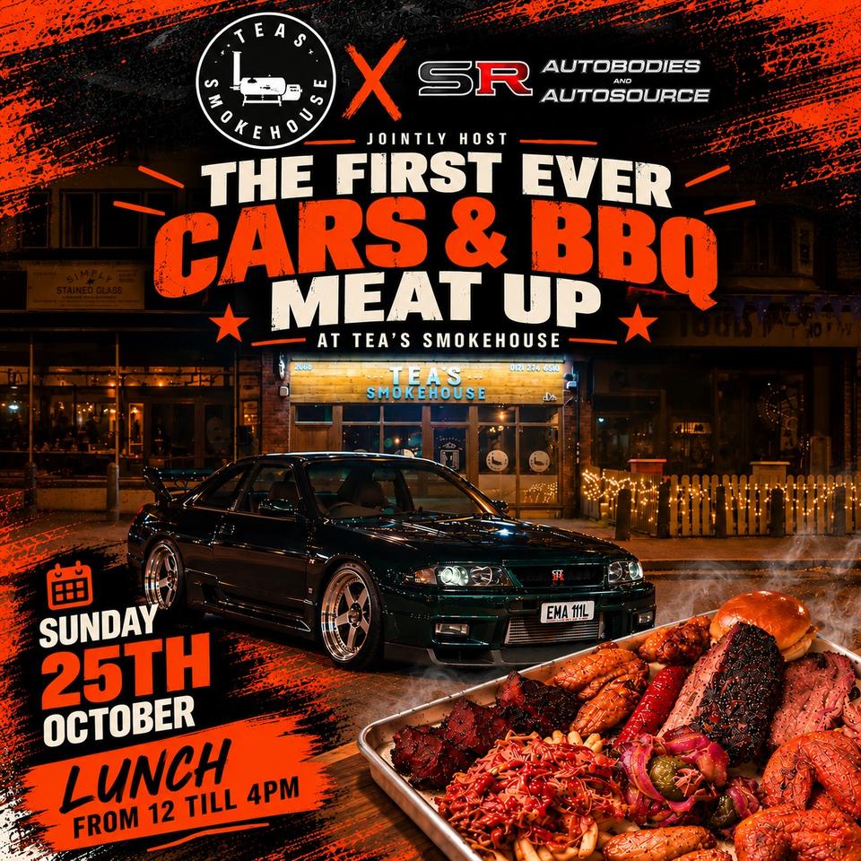 Flyer for Cars & BBQ - TEA's Smokehouse, Sheldon