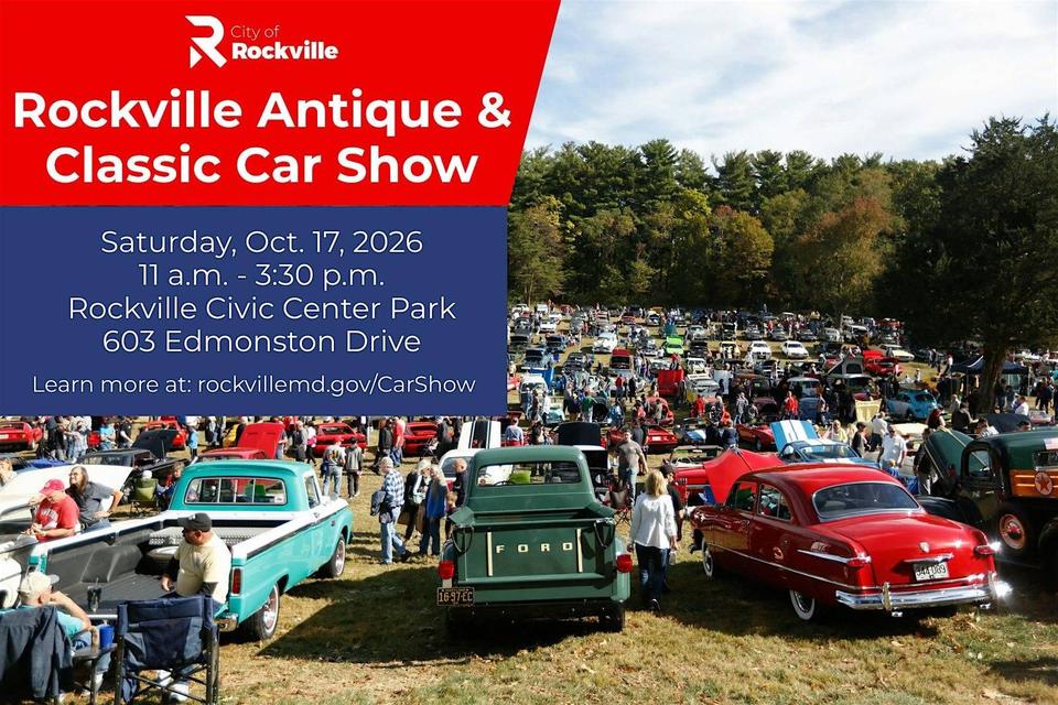 Flyer for Rockville Antique & Classic Car Show - Civic Center Park