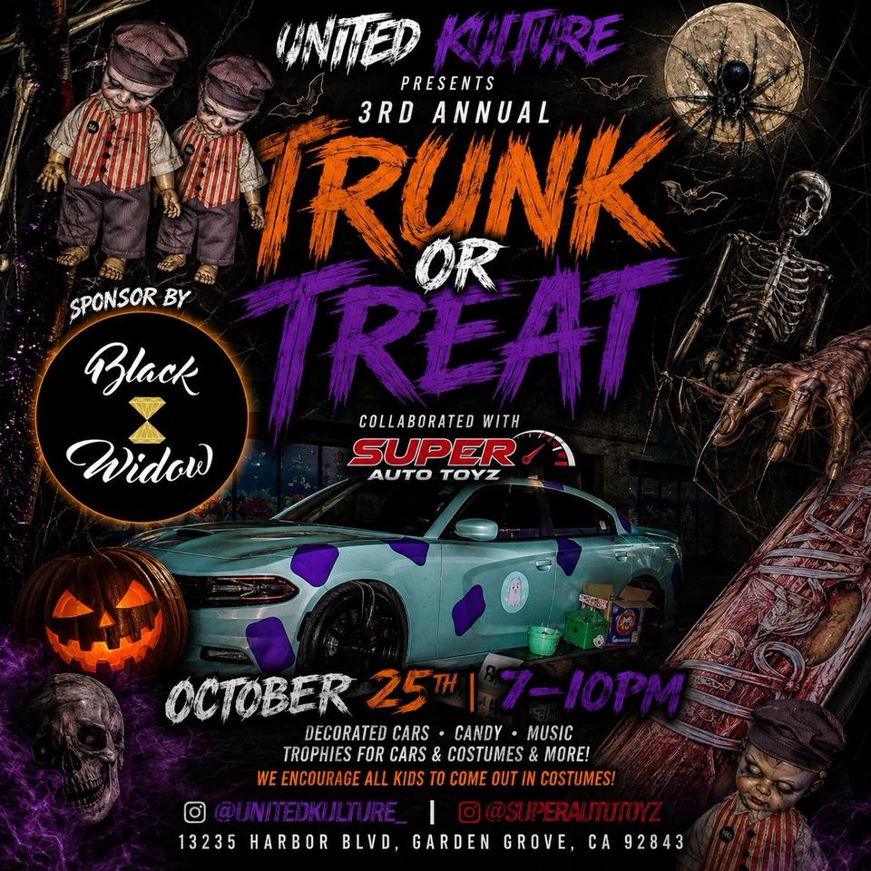 Flyer for United Kulture 3rd Annual Trunk or Treat - Garden Grove