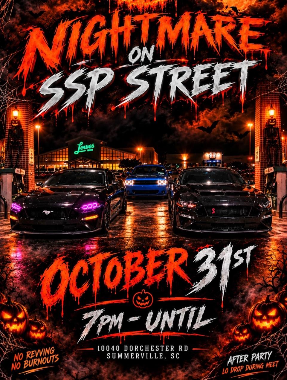 Flyer for Nightmare on SSP Street Trunk or Treat Meet - Summerville