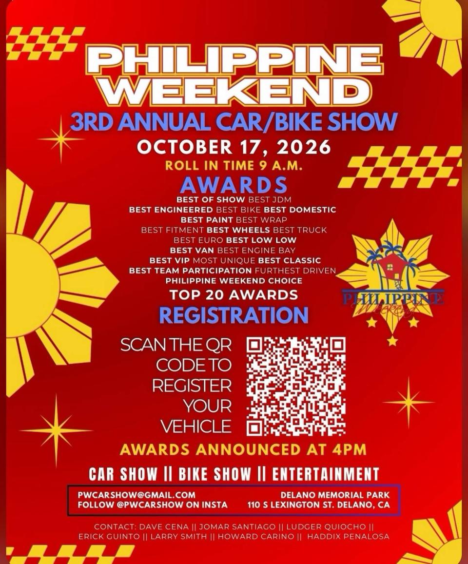 Flyer for Philippine Weekend 3rd Annual Car & Bike Show