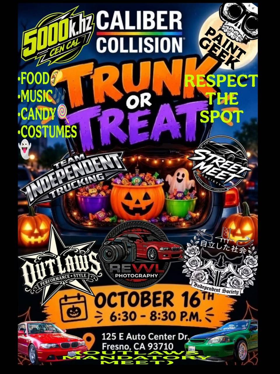 Flyer for Caliber Collision Trunk or Treat - Fresno