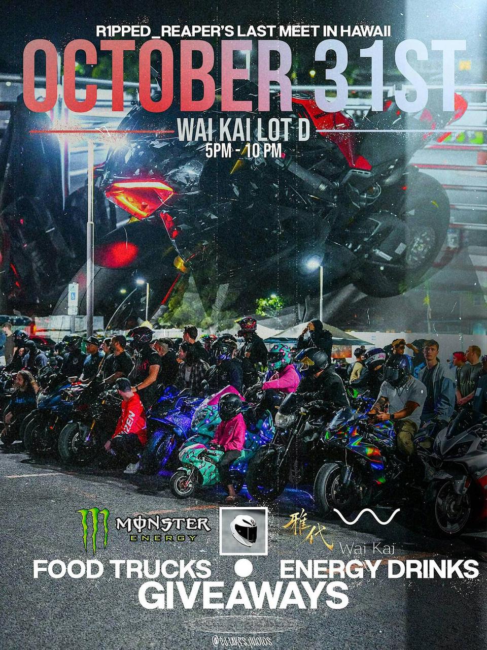Flyer for R1pped_Reaper's Bike Night - Wai Kai, Ewa Beach