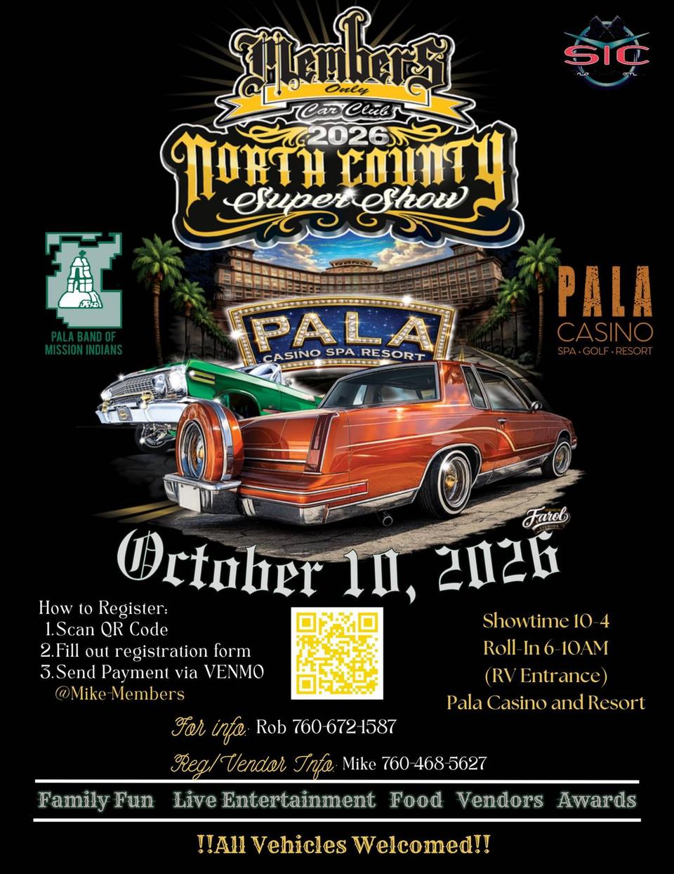 Flyer for Members Only CC North County Super Show - Pala Casino
