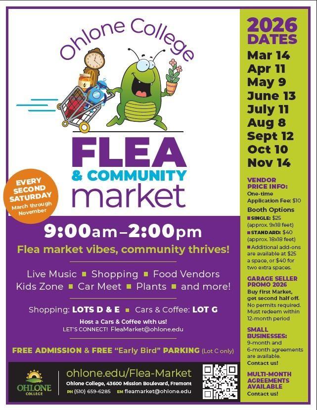 Flyer for OCFM Flea Market and Car Meet - Ohlone College