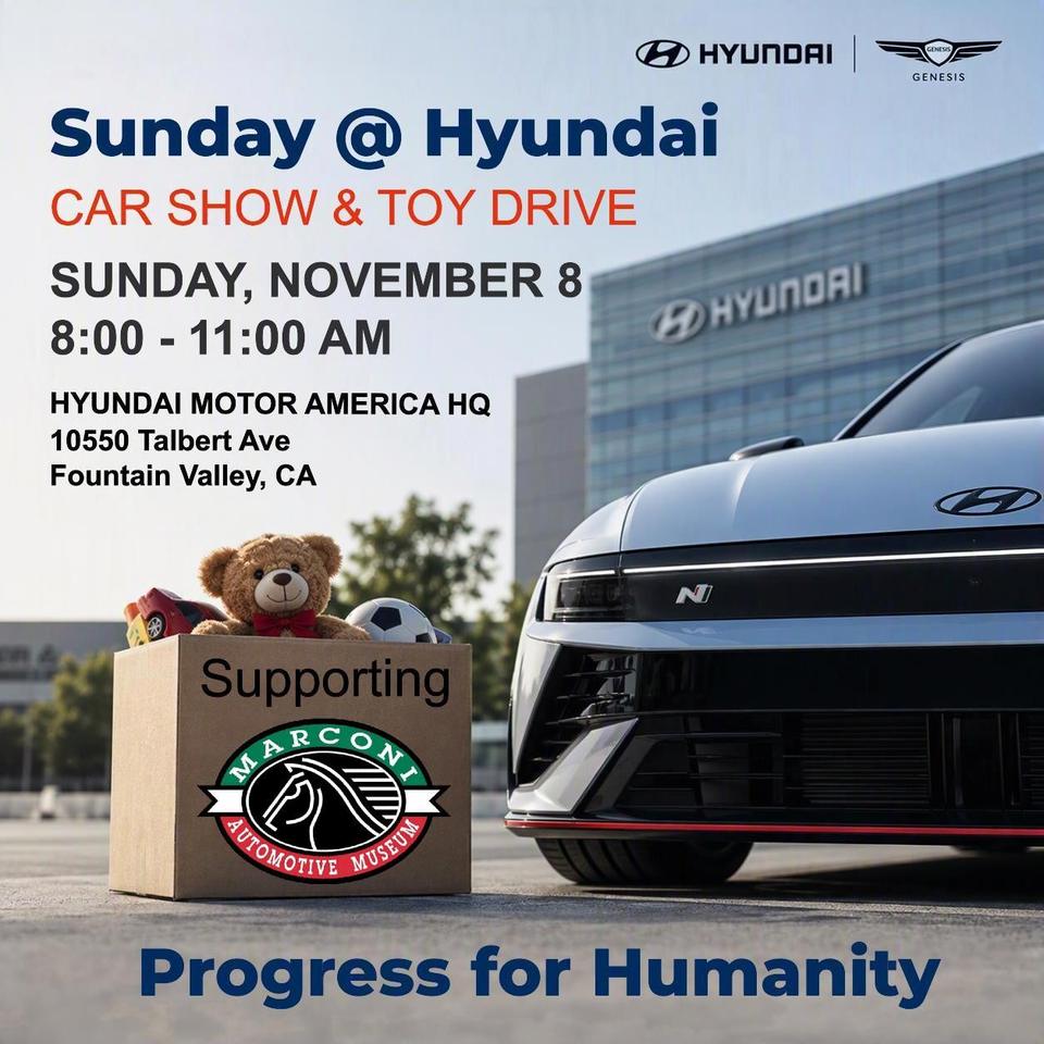 Flyer for Sunday @ Hyundai - Car Show & Toy Drive, Fountain Valley
