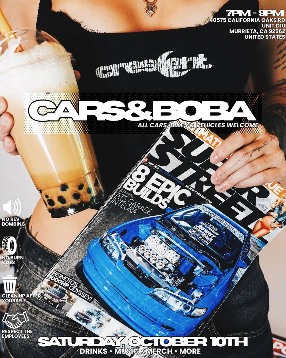 Flyer for Crescent Cars & Boba - Murrieta