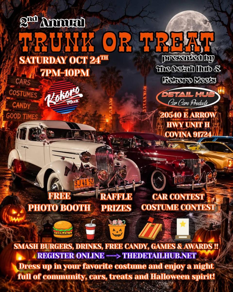 Flyer for 2nd Annual Trunk or Treat - The Detail Hub x Kokoro Meets