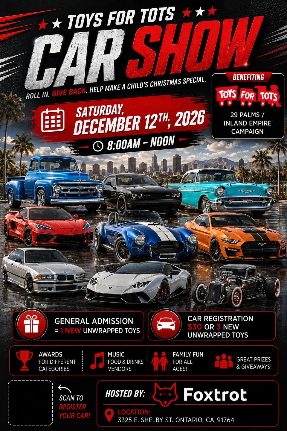 Flyer for 2nd Annual Car Show & Toy Drive - Ontario