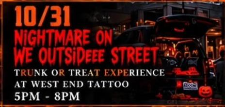 Flyer for Nightmare on We OutSiDeee Street - Trunk or Treat