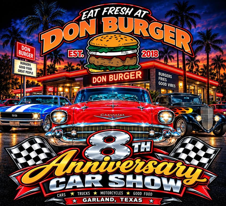 Flyer for Art Nancy's 8th Anniversary Car Show - Don Burger, Garland