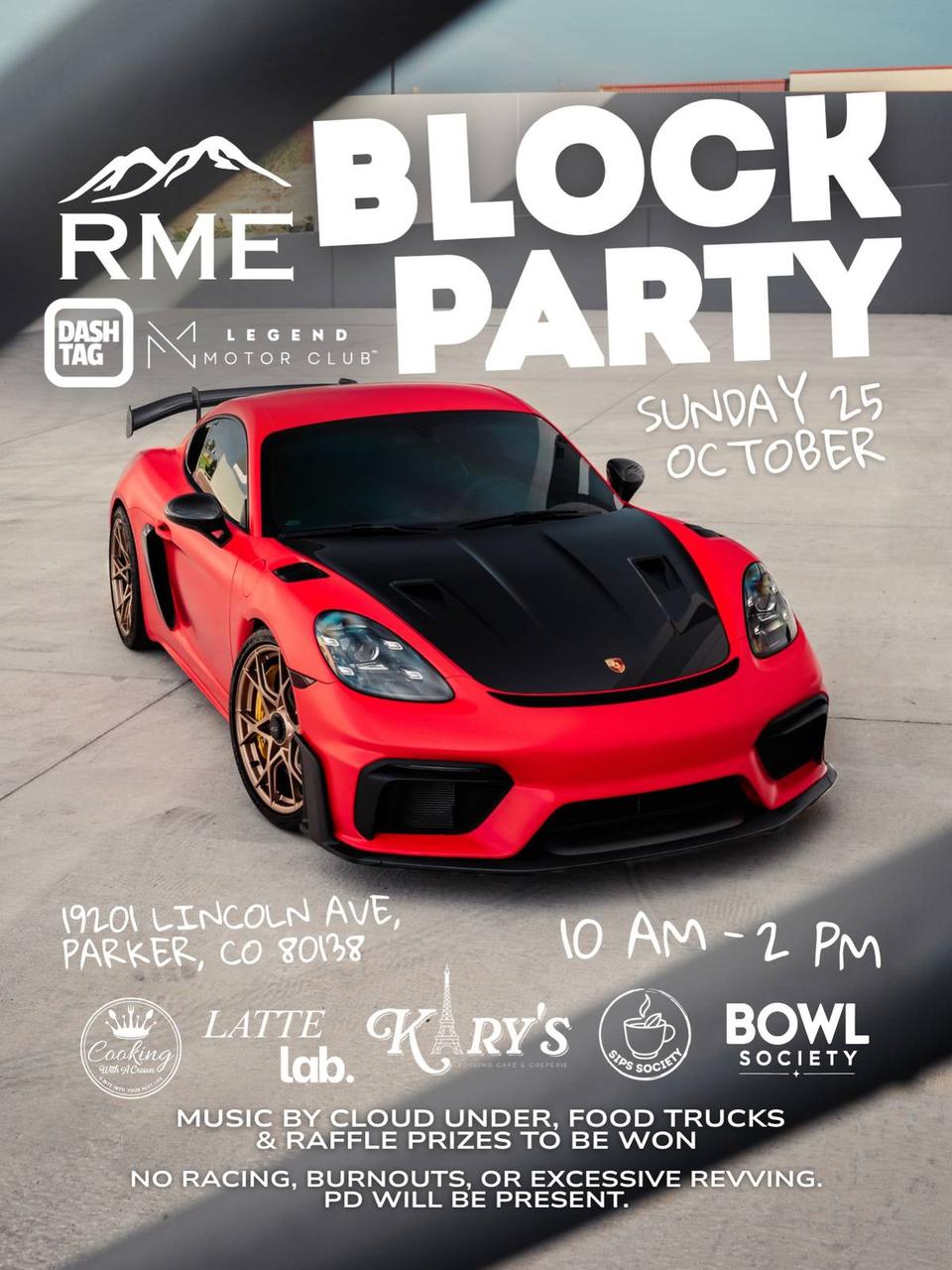 Flyer for RME Block Party Car Meet