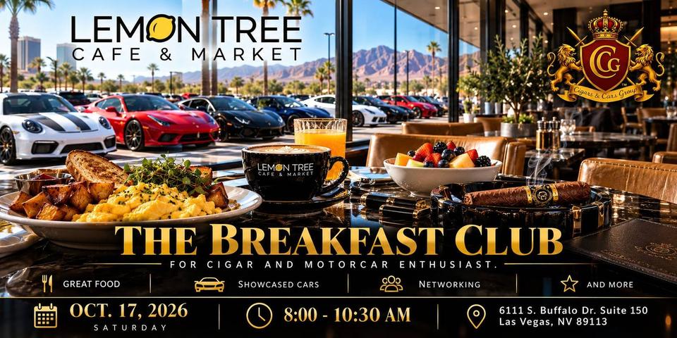 Flyer for CCG Presents: The Breakfast Club - Cigar & Motorcar Gathering