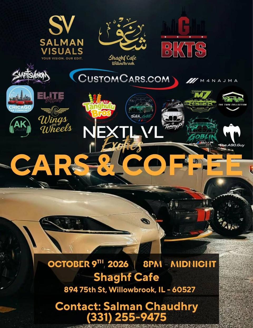 Flyer for Cars & Coffee - Willowbrook