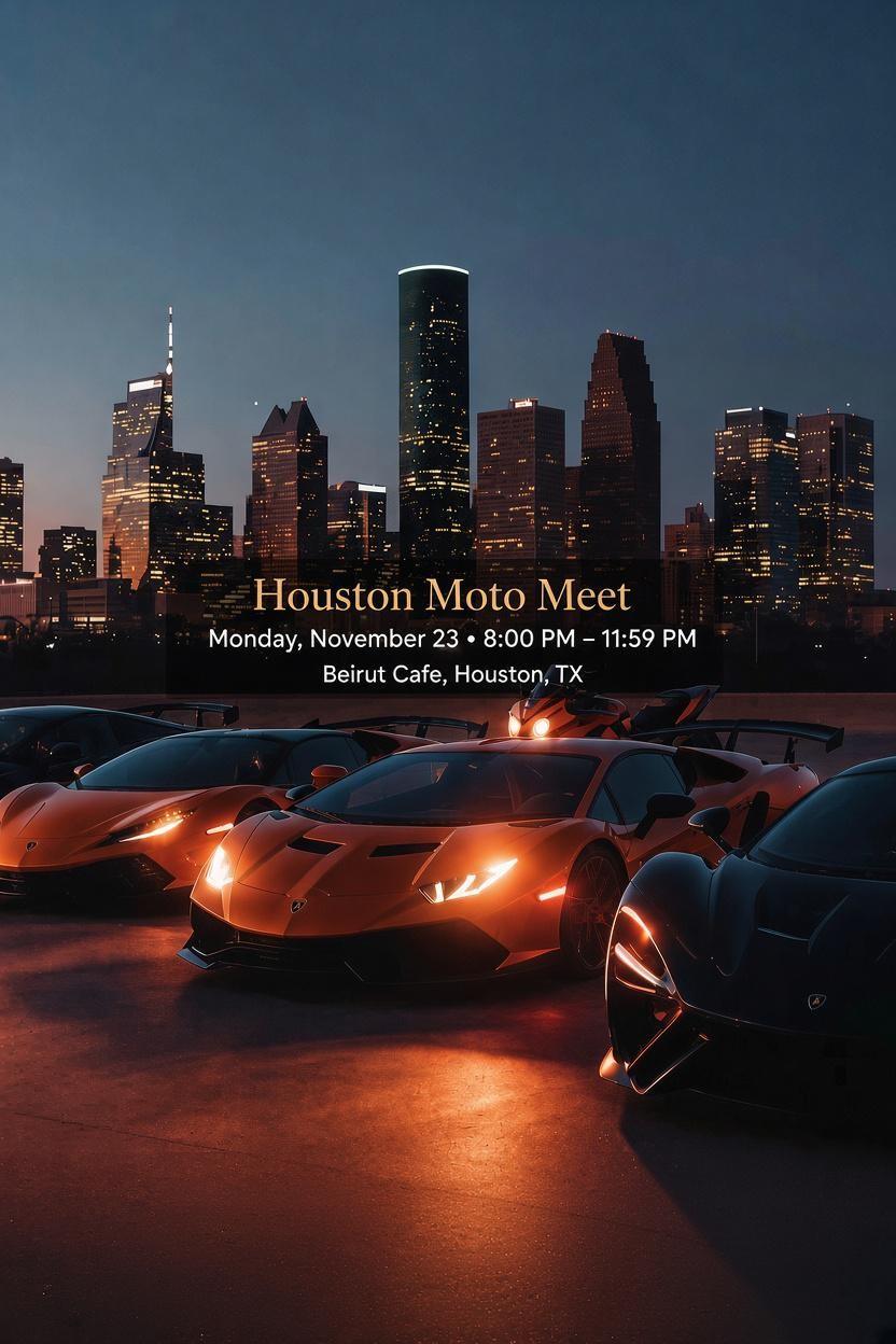 Flyer for Houston Moto Meet - Beirut Cafe