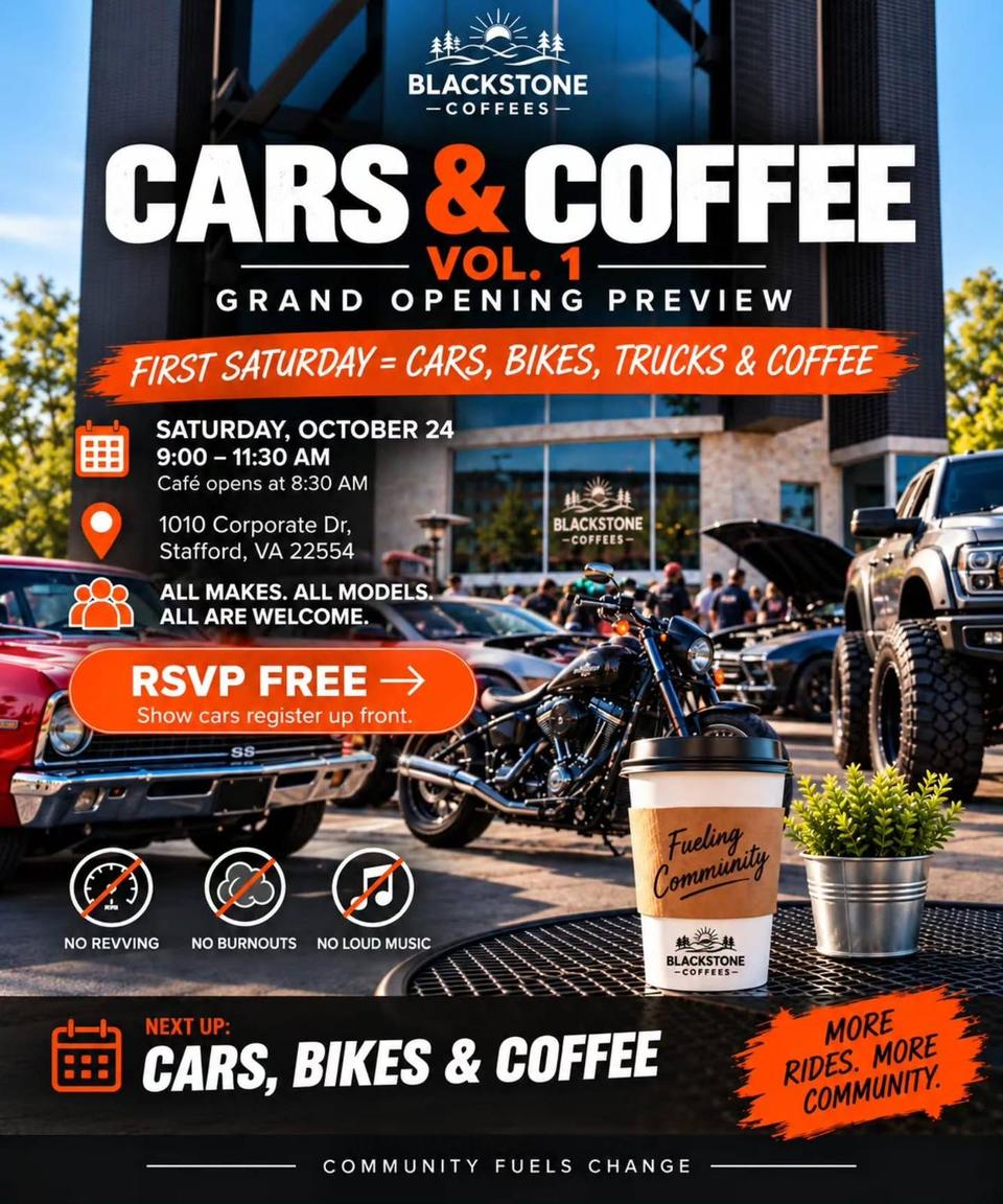 Flyer for Cars & Coffee Vol. 1 - Blackstone Coffees, Stafford