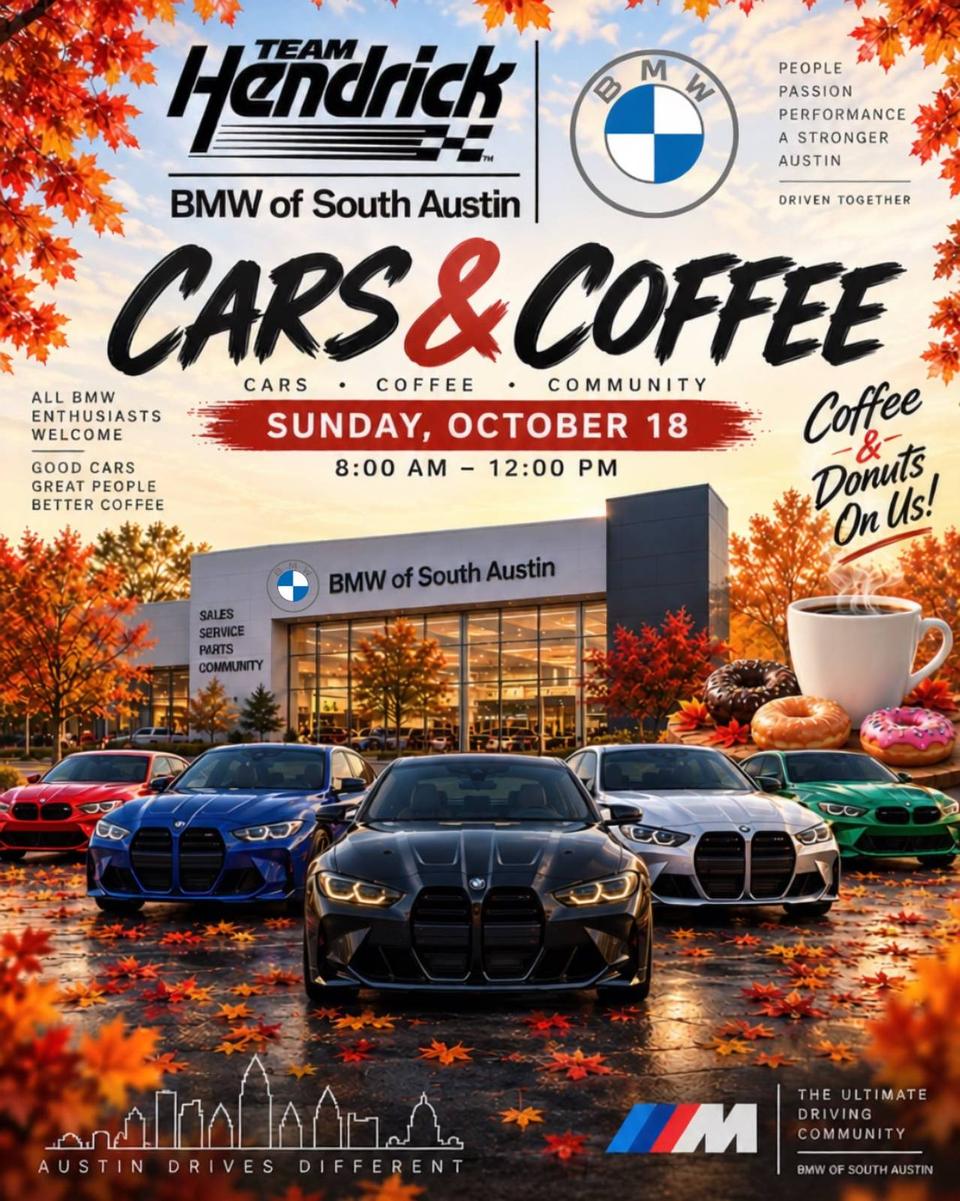 Flyer for Cars & Coffee - BMW of South Austin