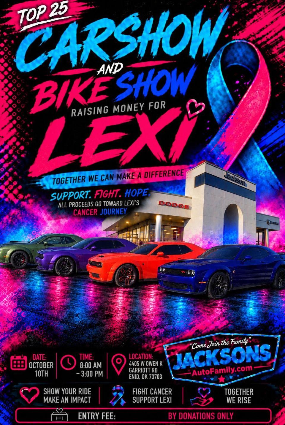 Flyer for Lexi Benefit Car & Bike Show - Enid