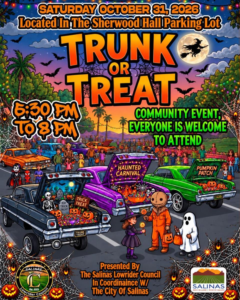 Flyer for Salinas Lowrider Council Trunk or Treat - Sherwood Hall