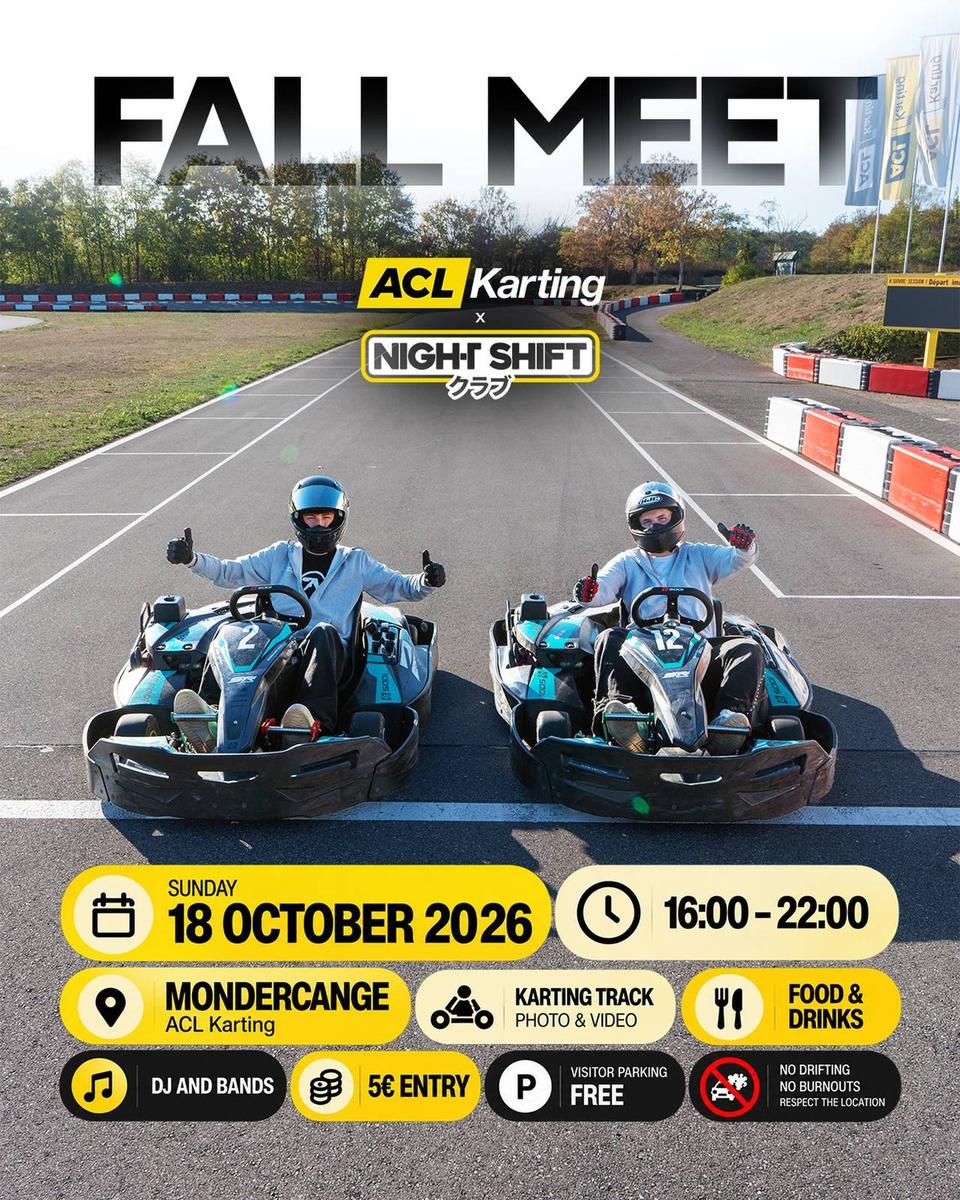Flyer for NightshiftClub x ACL Karting - Fall Meet 2026