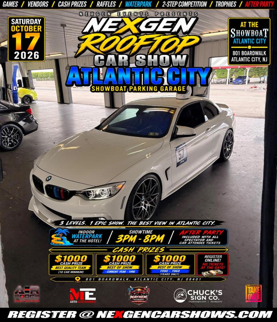 Flyer for Nexgen Rooftop Car Show - Atlantic City