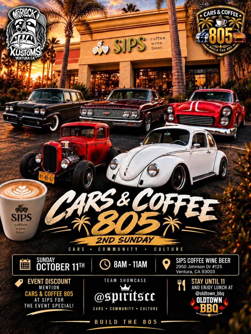 Flyer for Cars & Coffee 805 - October Edition