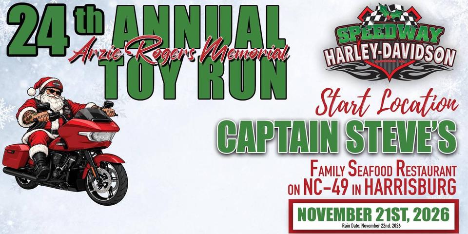 Flyer for 24th Annual Arzie Rogers Memorial Toy Run - Harrisburg