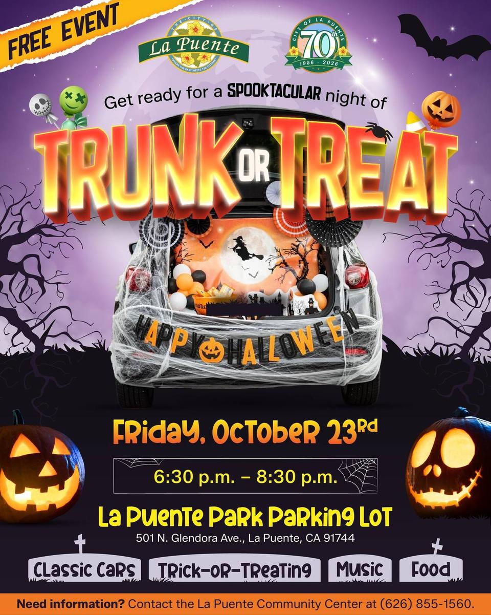 Flyer for La Puente Trunk or Treat - Classic Cars