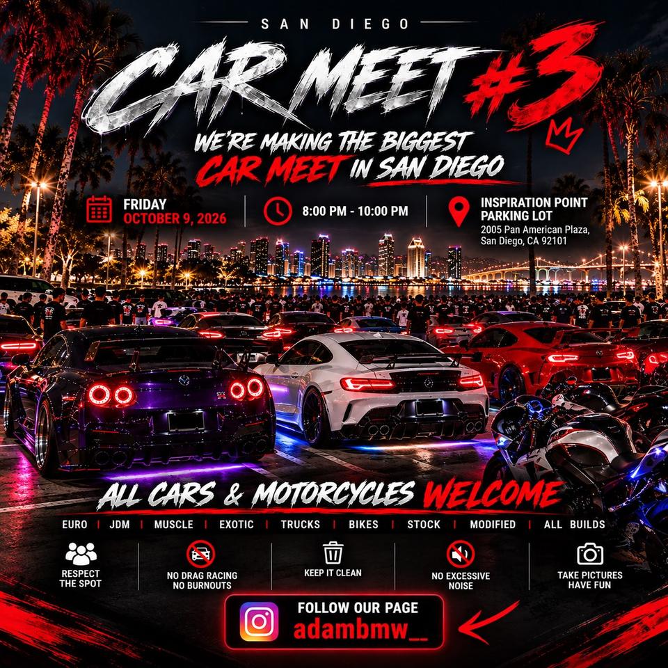 Flyer for San Diego Car Meet #3 - Inspiration Point