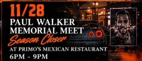 Flyer for Paul Walker Memorial Meet - Season Closer