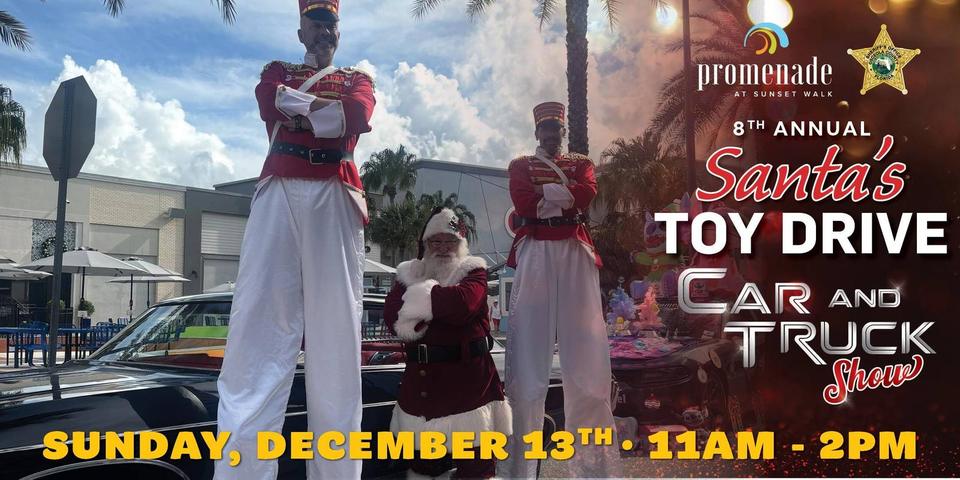 Flyer for Santa's Toy Drive & Car Show - Promenade at Sunset Walk